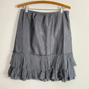 Eileen Fisher Gray Tired Ruffle Silk Skirt